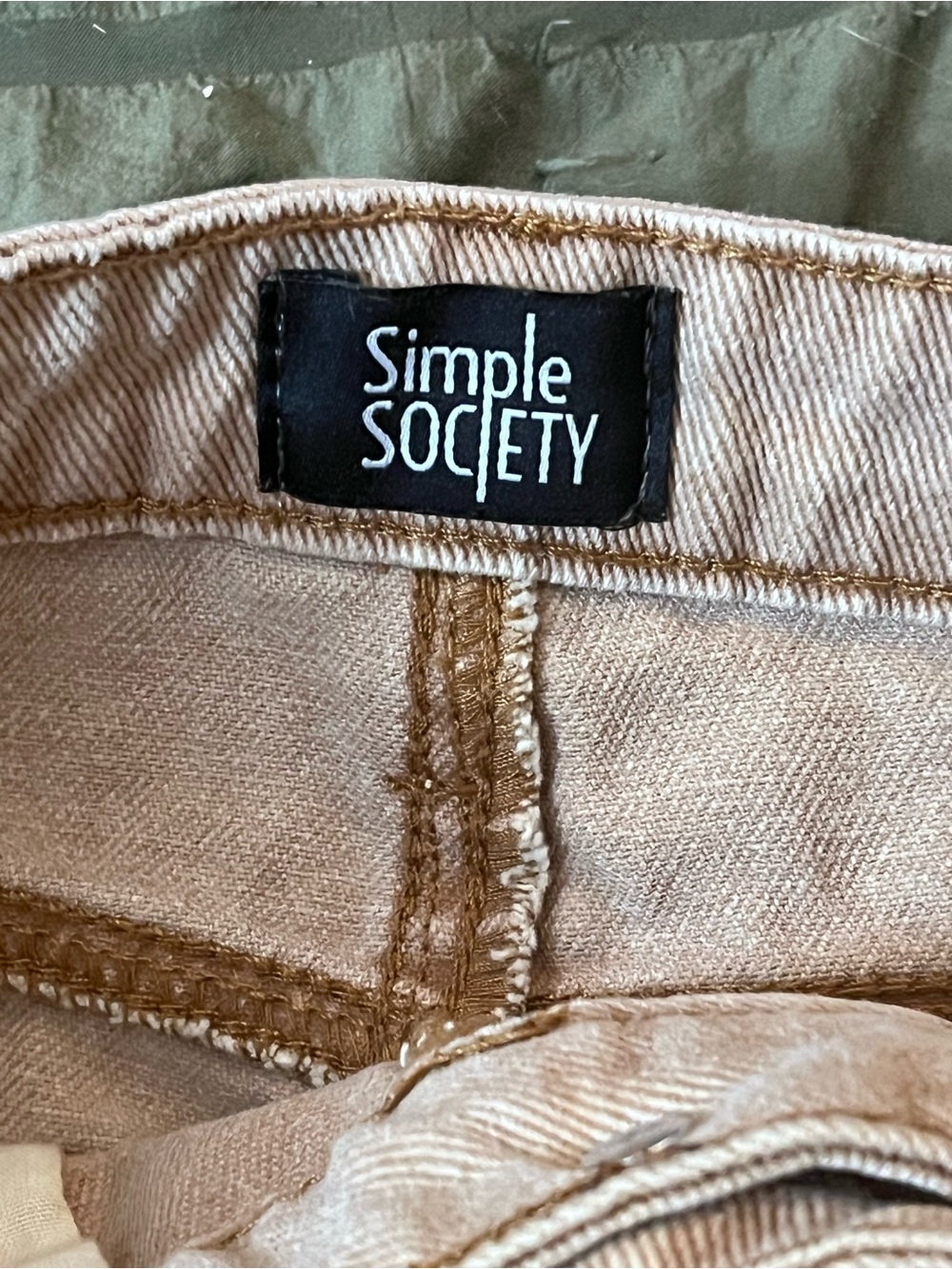Simple Society 5/27 (XS) Tan High Rise Frayed Fringe Denim Shorts Western Boho - Picture 4 of 7